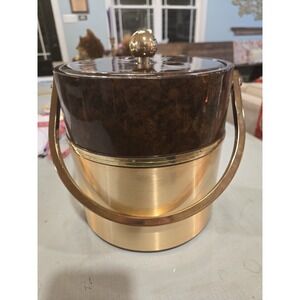 Ice Bucket Padded Vinyl & Metal Vintage